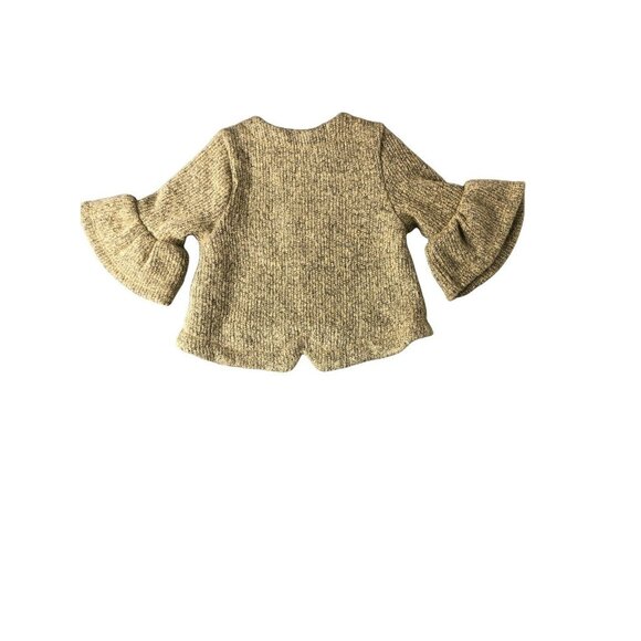 Bonnie Baby Cardigan Bell Sleeves Tan Beige Zipper Girl 12 Months Sweater Jacket - Picture 3 of 5